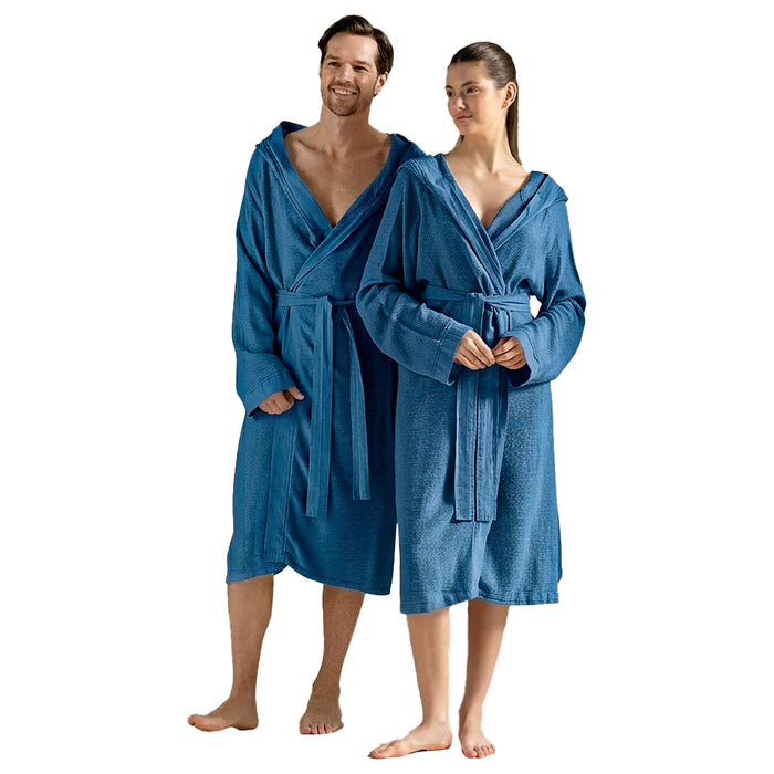 Carra Unisex Terry Cloth Bathrobe Marine Blue