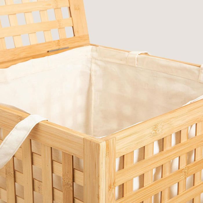 Bamboo Laundry Basket with Inner Fabric Liner 62x45 inch