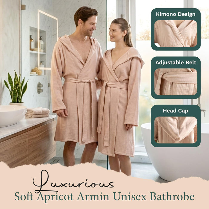 Armin Unisex Terry Cloth Bathrobe Soft Apricot