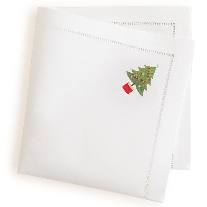 Pinetree Embroidered Napkin 16x16 inch White