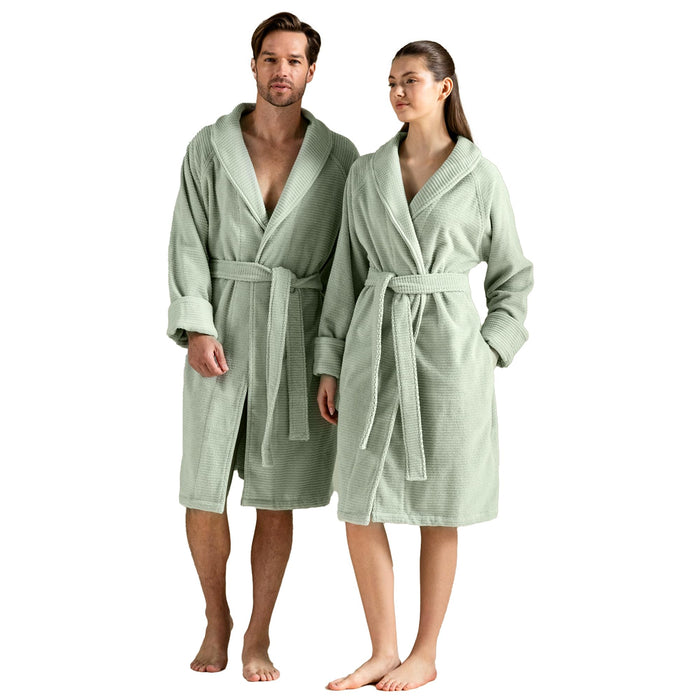 Eva Unisex Terry Cloth Bathrobe Smoke Green