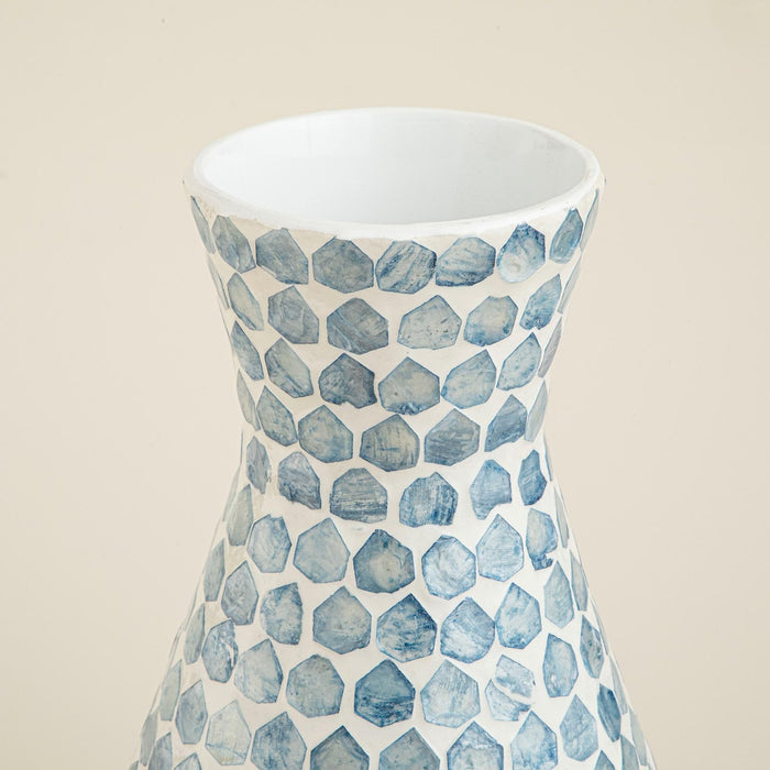 Hanoi Capiz Vase 18 inch White / Light Blue