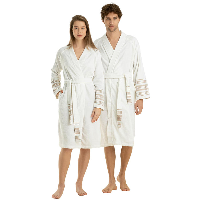 Derin Unisex Terry Cloth Bathrobe White / Beige