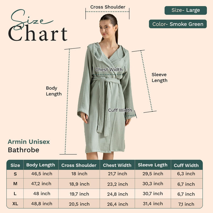 Armin Unisex Terry Cloth Bathrobe Smoke Green
