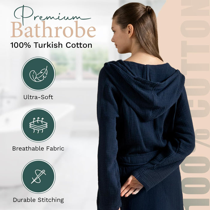 Armin Unisex Terry Cloth Bathrobe Marine Blue