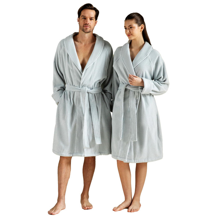 Eva Unisex Terry Cloth Bathrobe Pearl Blue