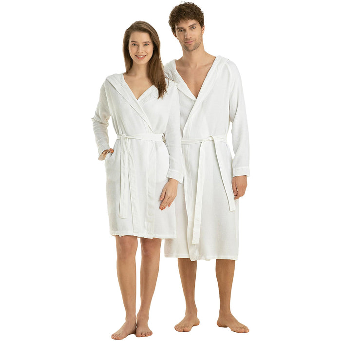 Carra Unisex Terry Cloth Bathrobe White