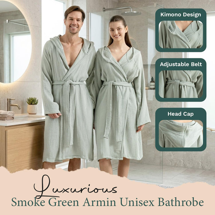 Armin Unisex Terry Cloth Bathrobe Smoke Green