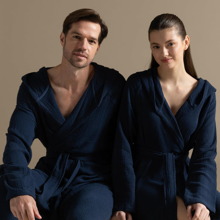 Armin Unisex Terry Cloth Bathrobe Marine Blue