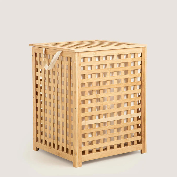 Bamboo Laundry Basket with Inner Fabric Liner 62x45 inch