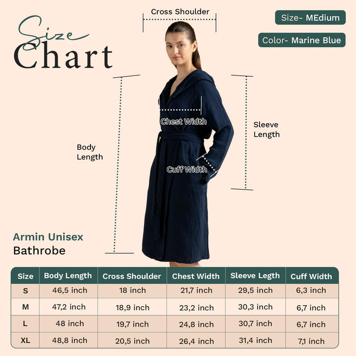 Armin Unisex Terry Cloth Bathrobe Marine Blue