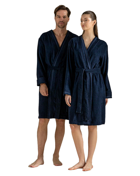 Anhor Unisex Terry Cloth Bathrobe Marine Blue