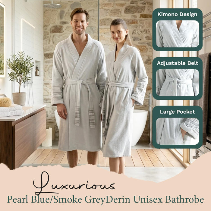 Derin Unisex Terry Cloth Bathrobe Pearl Blue