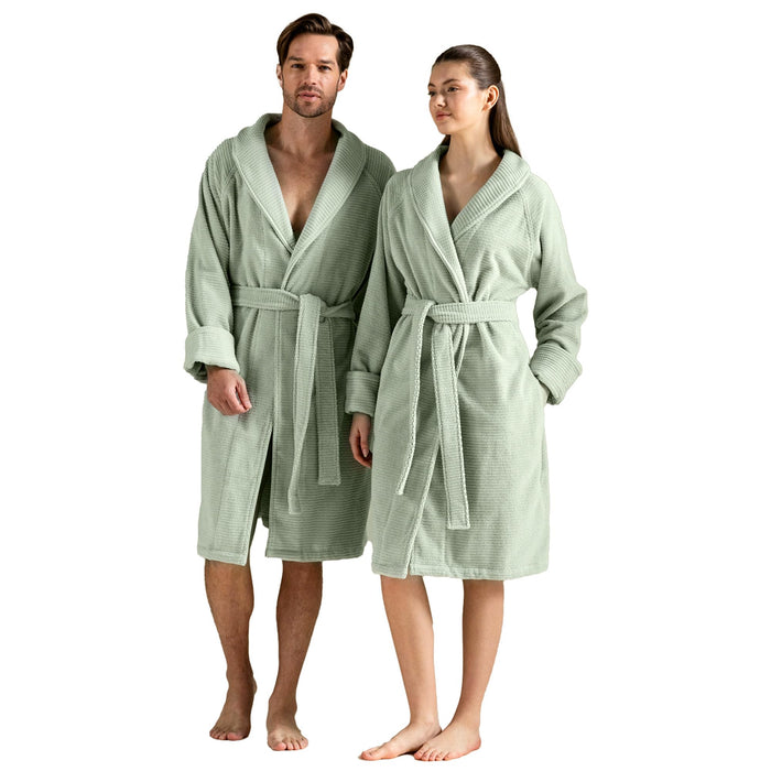 Eva Unisex Terry Cloth Bathrobe Smoke Green