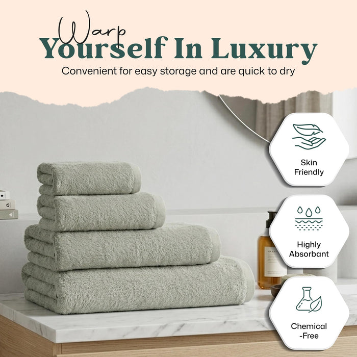Solid Bundle 2 Pack of Washcloth and Face Towel Smoke Green