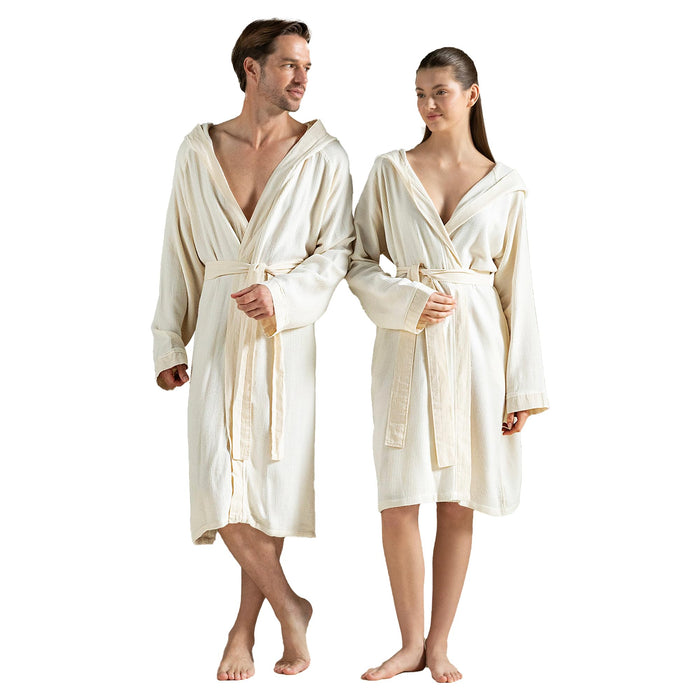 Carra Unisex Terry Cloth Bathrobe Natural