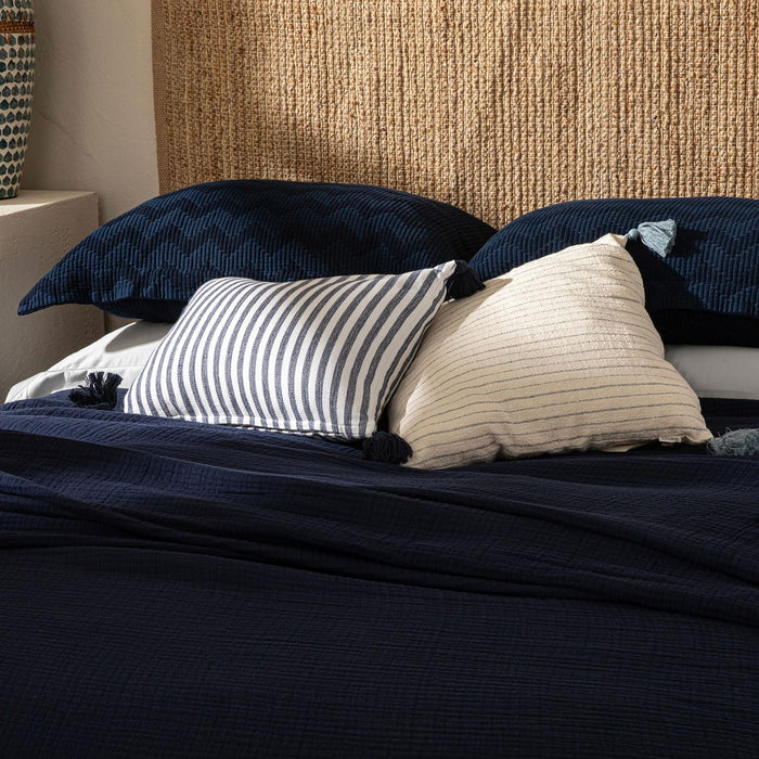 Marfa Pique Coverlet Double Size 79x87 inch Marine Blue