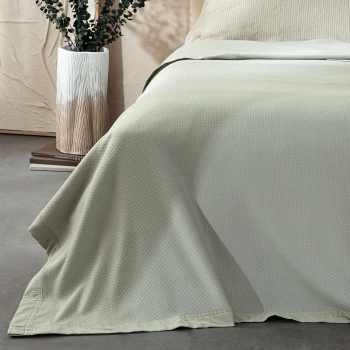 Lillia Full Size Pique Bed Throw 83x94 inch Smoke Green