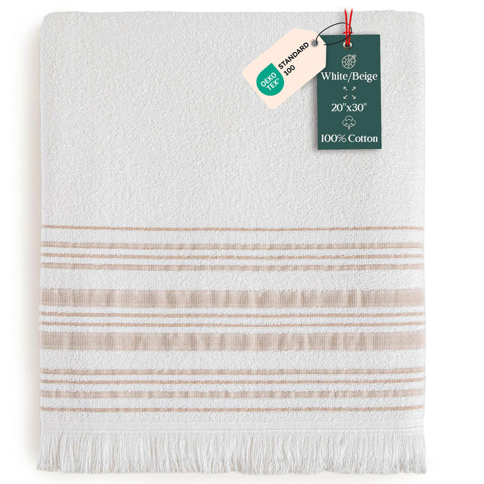 Derin Hand Towel 20x30 inch White / Beige