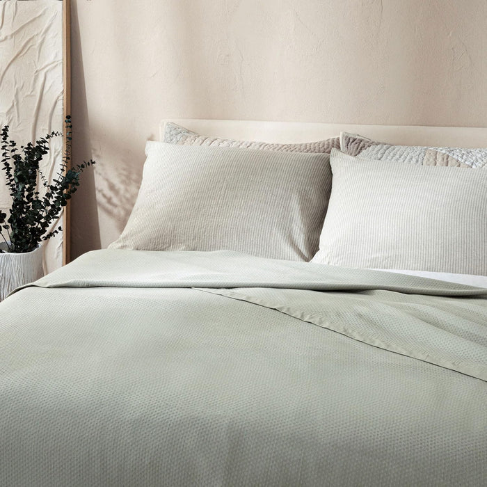 Lillia Full Size Pique Bed Throw 83x94 inch Smoke Green
