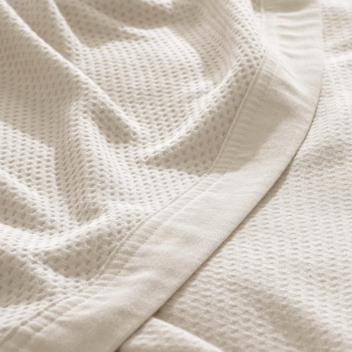 Lillia Full Size Pique Bed Throw 83x94 inch Ecru