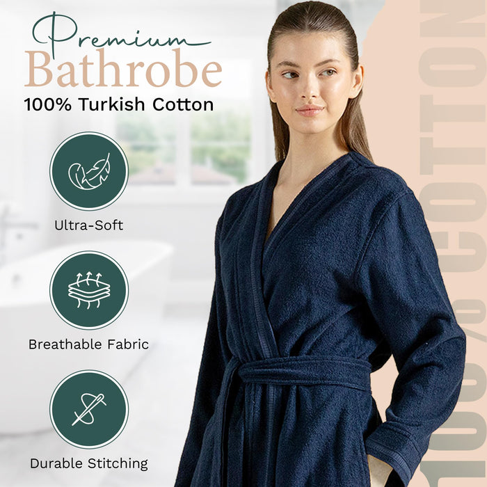 Anhor Unisex Terry Cloth Bathrobe Marine Blue