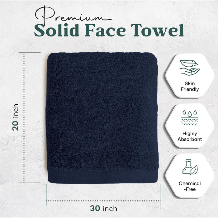 Solid Bundle 2 Pack of Washcloth and Face Towel Marine Blue