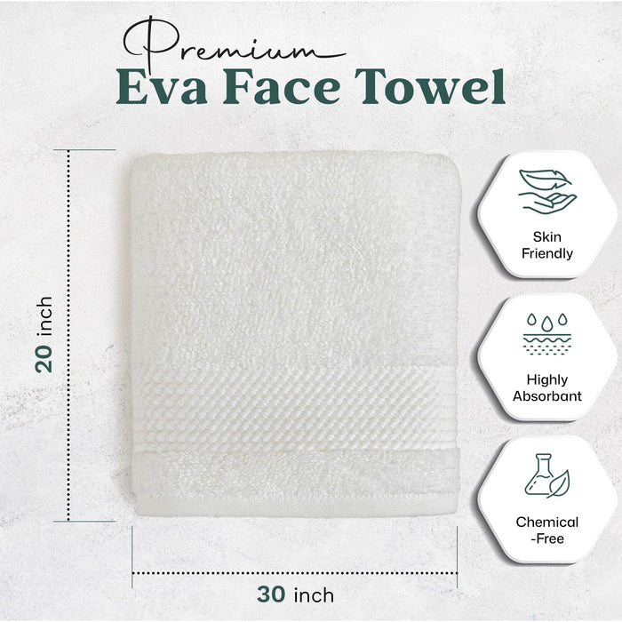 Eva Bundle 2 Pack of Washcloth and Face Towel White