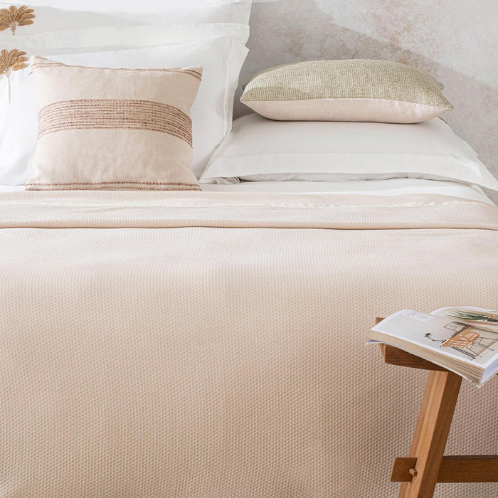 Lillia Full Size Pique Bed Throw 83x94 inch Ecru