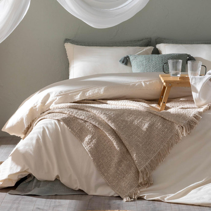 Pia Duvet Cover Set 90x92 inch EcruEcru