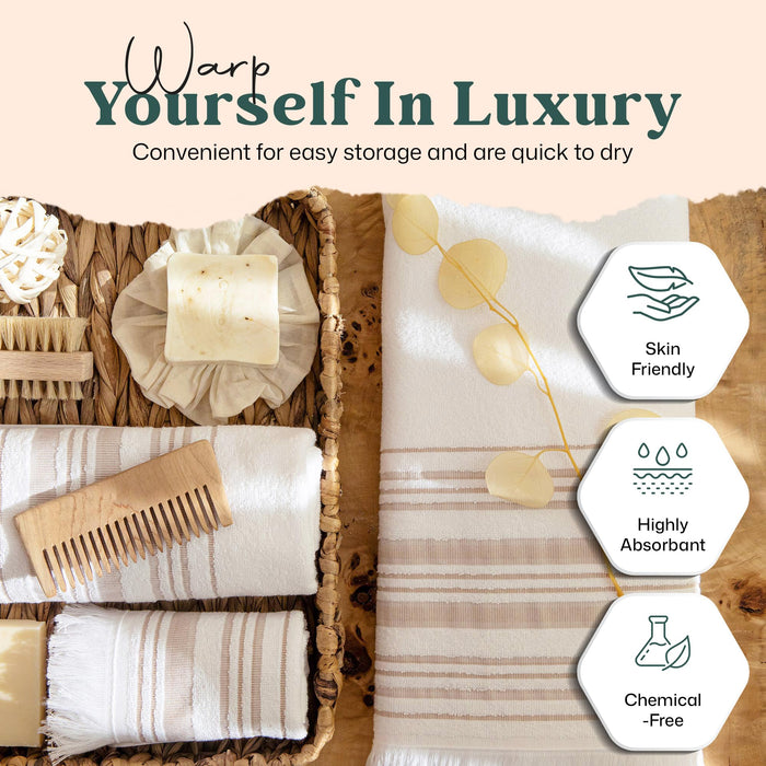 Derin Bath Towel 30x56 inch White / Beige