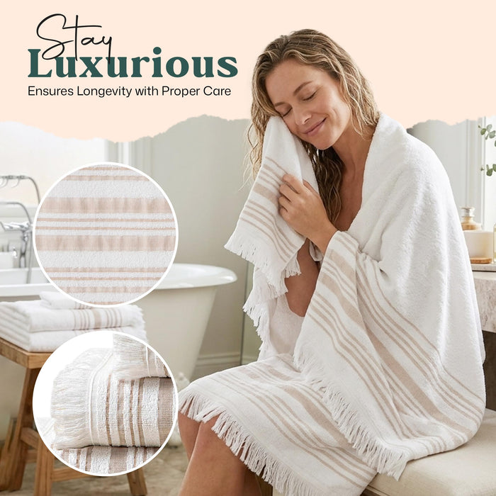 Derin Bath Towel 30x56 inch White / Beige