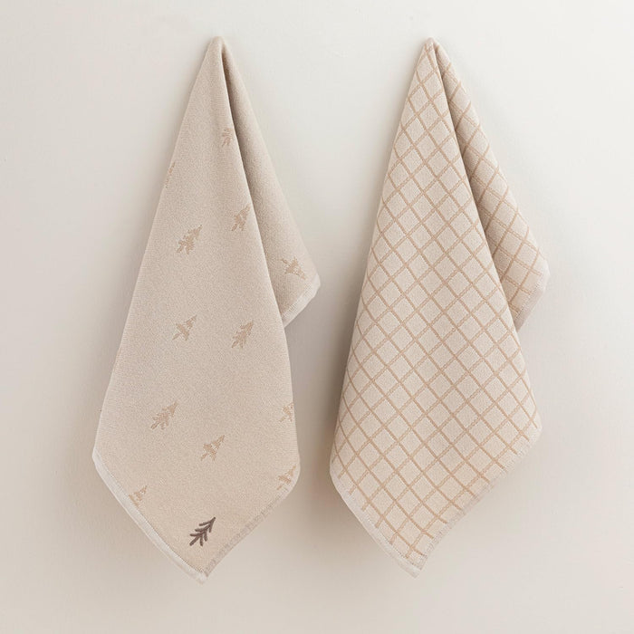 Peine Kitchen Towel 16x24 inch Pack of 2 Ecru / Beige