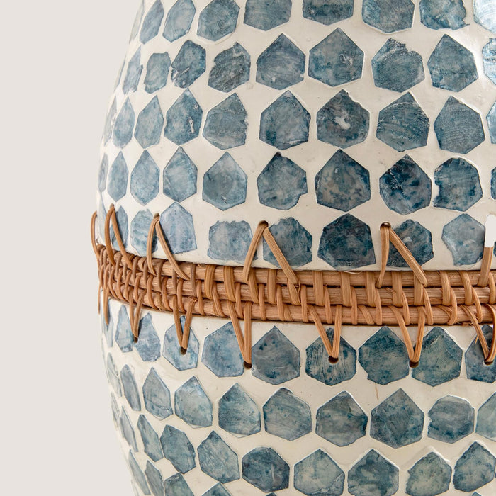 Hanoi Capiz Vase 15 inch White / Light Blue