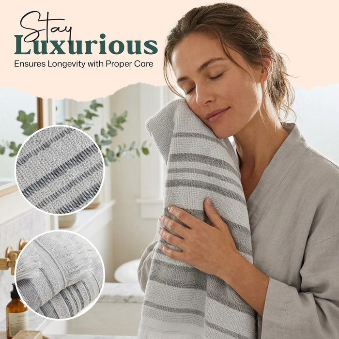 Derin Bundle 2 Pack of Washcloth and Hand Towel Blue / Smoke Grey