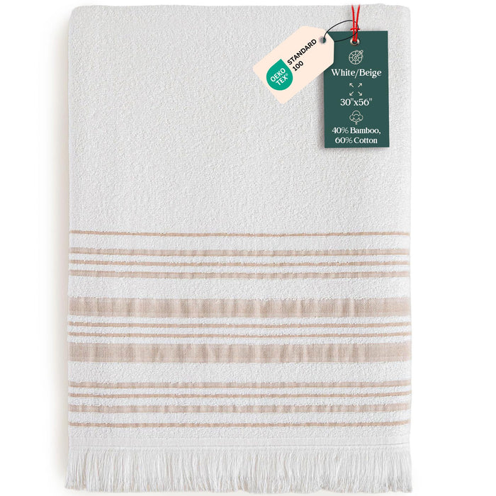 Derin Bath Towel 30x56 inch White / Beige