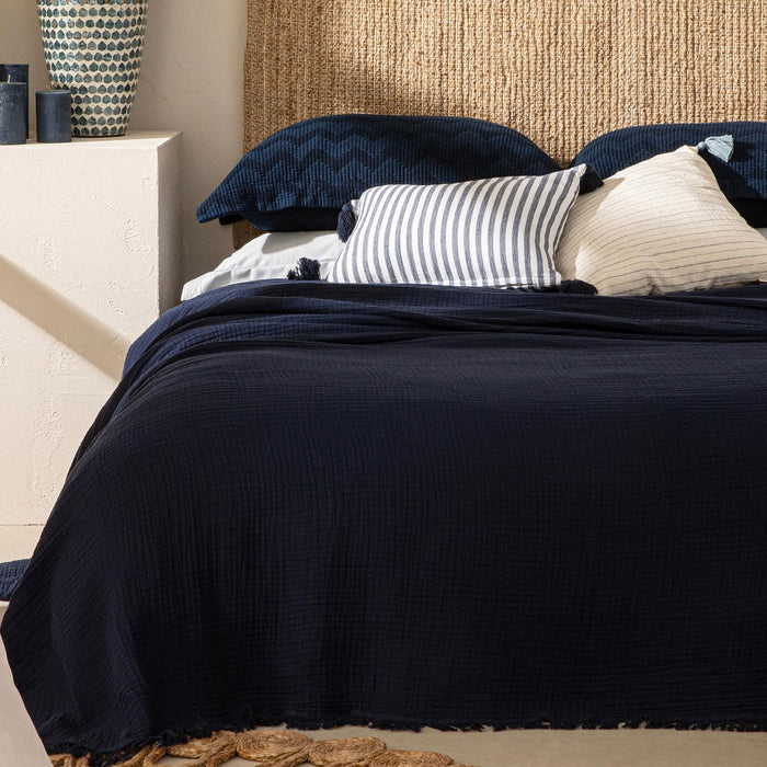 Marfa Single Size Pique 63x87 inch Marine Blue