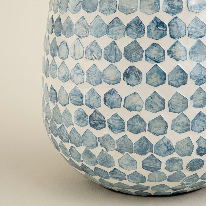 Hanoi Capiz Vase 18 inch White / Light Blue