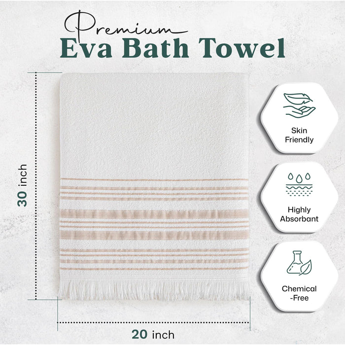 Derin Bundle 3 Pack of Washcloth, Bath and Hand Towels White / Beige