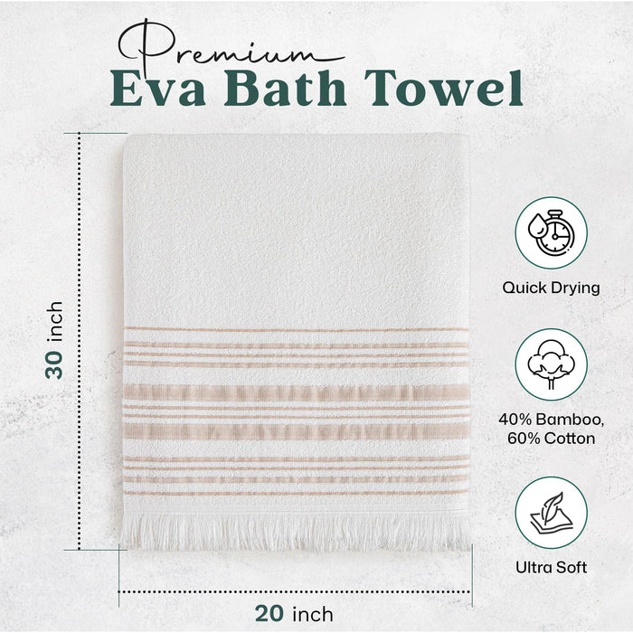 Derin Hand Towel 20x30 inch White / Beige