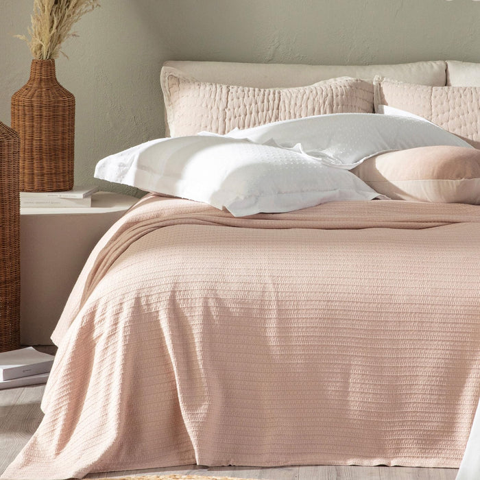 Palmita Pique Coverlet Double Size 79x87 inch Soft Apricot