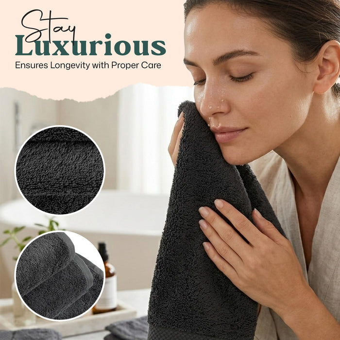 Solid Bundle 2 Pack of Washcloth and Face Towel Anthracite