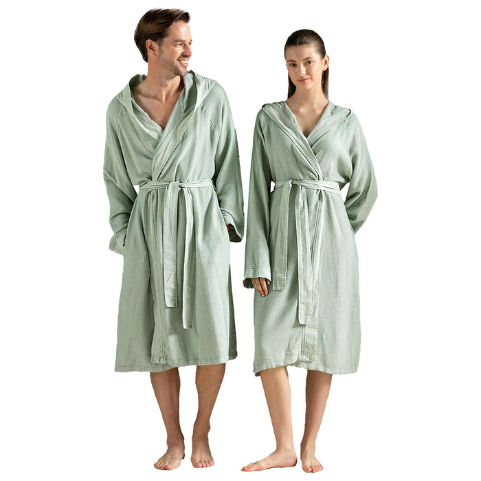 Carra Unisex Terry Cloth Bathrobe Mineral Green