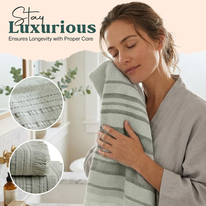 Derin Hand Towel 20x30 inch Smoke Green / Soft Yellow