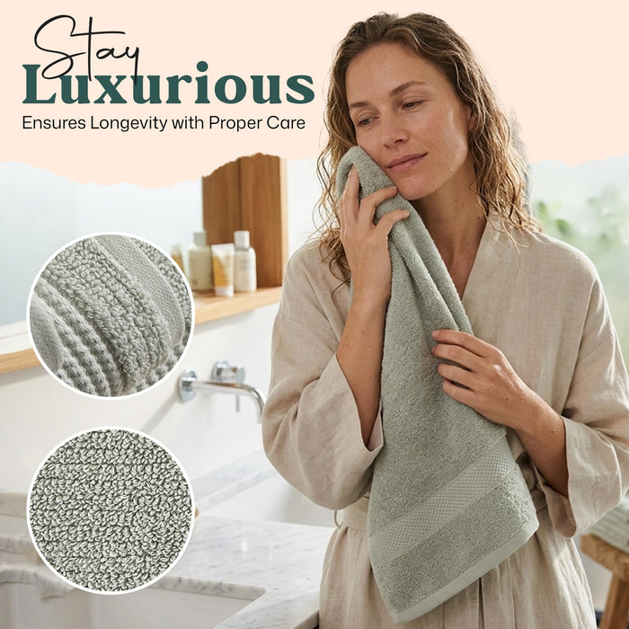 Eva Bundle 2 Pack of Washcloth and Hand Towel Smoke Green