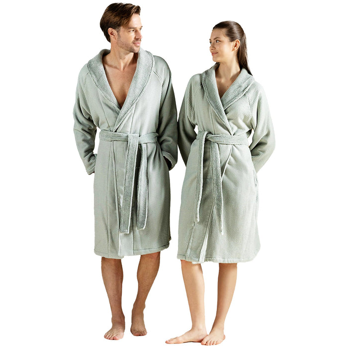 Frances Unisex Terry Cloth Bathrobe Smoke Green