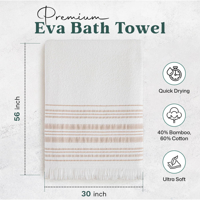Derin Bath Towel 30x56 inch White / Beige