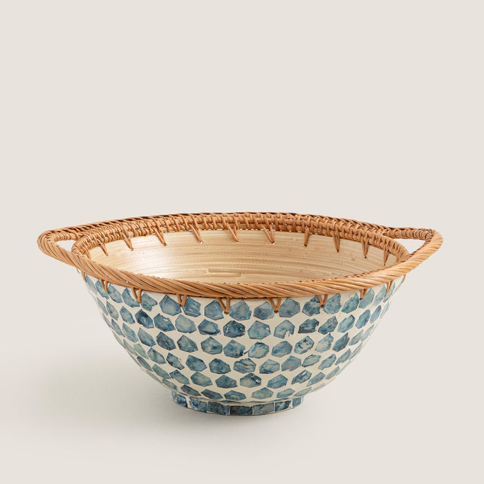 Hanoi Capiz Decorative Bowl White / Light Blue