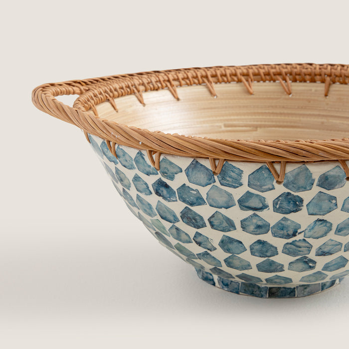 Hanoi Capiz Decorative Bowl White / Light Blue
