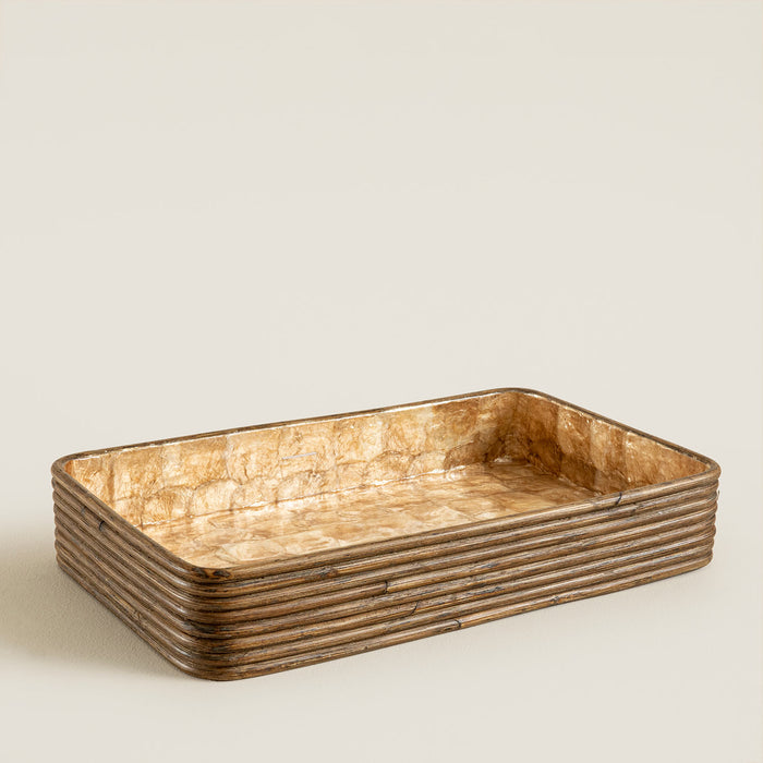 Innoq Round Decorative Tray 52x13 inch Pearl
